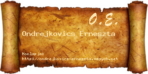 Ondrejkovics Erneszta névjegykártya